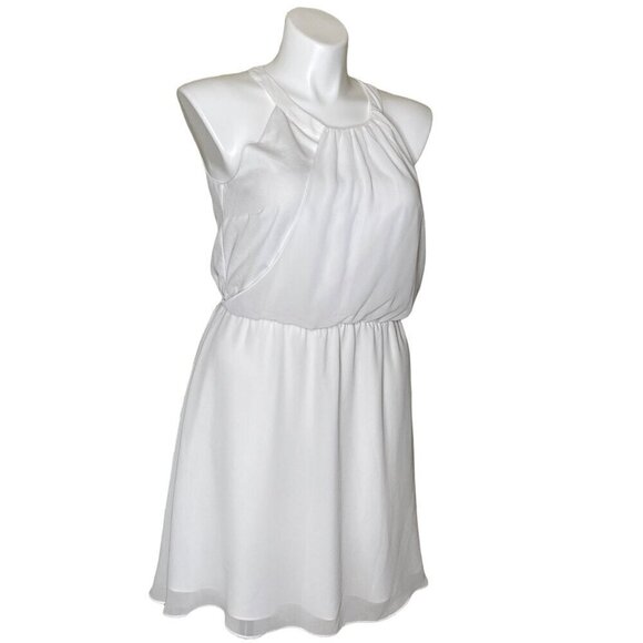 Gianni Bini White Blouson Halter Mini Dress, Sleeveless Juniors Size L - Picture 3 of 9